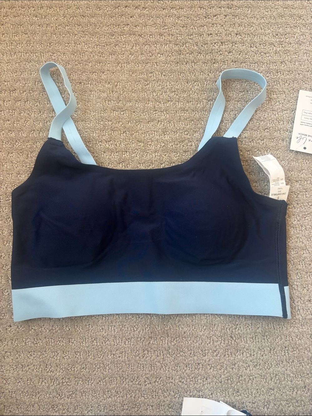 NWT Cupshe Navy and Light Blue High-Waist Sporty Bikini Set - Picture 4 of 9
